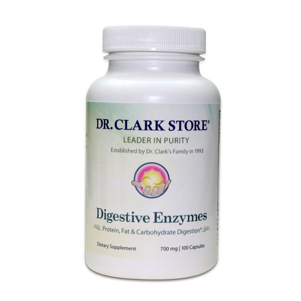Dr. Clark Digestive Enzymes Supplement, 700mg, 100 Gelatin Capsules