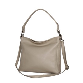 AmbraModa GL35 Women's Handbag Shoulder Bag Made of Grained Cowhide Leather, Beige sand