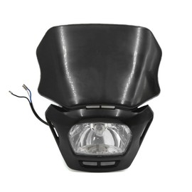 uxcell DC 12V Universal Black Plastic Shell Motorcycle Streetfighter White Headlight Head Lamp Bulb w Rubber Strap