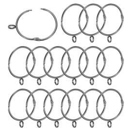 PATIKIL 2 Inch Inner Dia Curtain Rod Rings with Eyelets, 16 Pcs Metal Drapery Ring for Curtain Rods Hoop Pins, Dark Silver Color