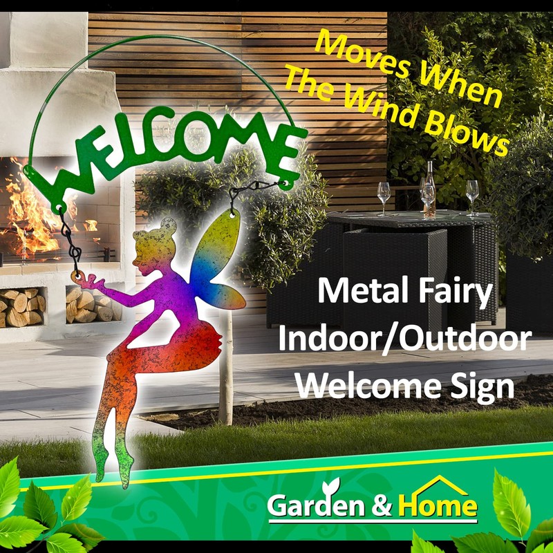 VFM - Garden Fairy Sign Metal Fairy Welcome Sign -