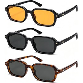 Gafas De Sol Rectangulares Con Estilo,Gafas De Sol Unisex De Moda,Compactas,De Estilo Retro,Cuadradas Ultrafinas.