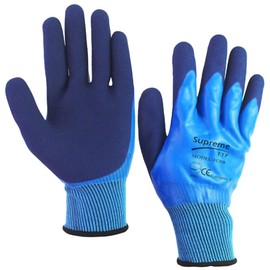 SUPREMETTF SUPREMELY TOUGH 5 Pairs Superior Grip Waterproof Work Gloves, Latex Coating Durable Fit for Gardening Fishing Car Cleaning Multi-Purpose (Large)