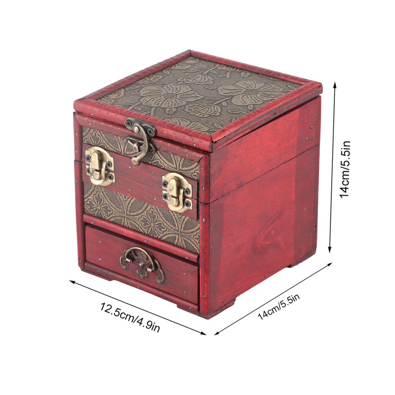 Jewelry Box Antique Wooden Multi‑Layer Drawer Storage Box Organizer with