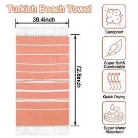 Dlebay Beach Towel 2 Pack,Sand Free Beach Towels Oversized 39 x 72,Turkish Beach Towel Quick Dry Towel,Lightweight Pool Towels for Adults Travel Towel,Cool Beach Essentials Super Absorbent Towels