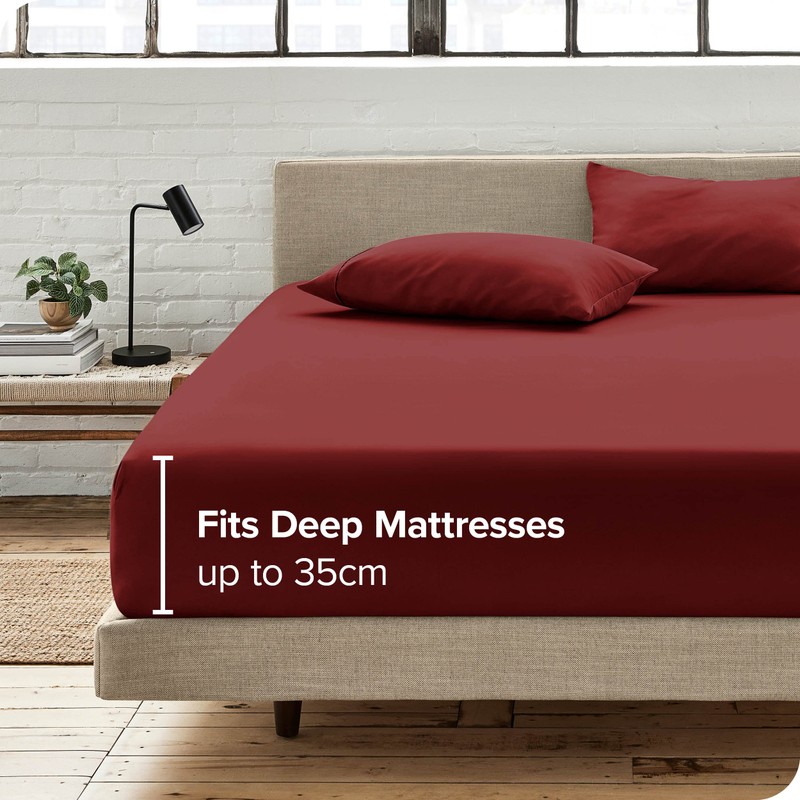 Bare Home Fitted Bottom Sheet Double - Premium 1800 Ultra-Soft