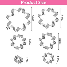 Nogeqi 6PCS Daisy Cookie Cutter, Metal Flower Cookie Cutters Set for Blossom Fondant Biscuit DIY Kitchen Baking Supplies, Dishwasher Safe (1.02/1.93/2.68/3.23/3.86/4.33 Inch)