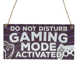 Second Ave Funny Do Not Disturb Gaming Mode Activated Wooden Hanging Rectangle Home Bedroom Sign Plaque