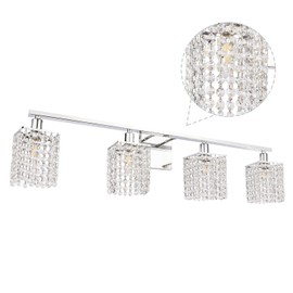 BONLICHT 4 Lights Sconces Wall Lighting Chrome with K9 Clear Crystal Shade, Modern Bathroom Light Fixtures Crystal Vanity Lights Porch Light for Kitchen Bedroom Foyer Workshop