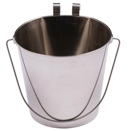 AASPIRE PETS Heavy Duty Stainless Steel 4 Quart Bucket - Dual Hooks Hanging Water Buckets for Dogs, Cats, Kennels, Cages, Critter Crates and Multi Purpose Pet - Flat Sided Durable Dog Food Pails
