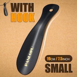 PANLOPU Metal Shoe Horn 7.5Inch Portable Quality Stainless Steeln Shoe Horn Fashion Travel (Black)