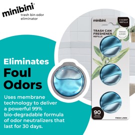 Flint Minibini Trash Can Deodorizer and Odor Eliminator, Garbage Can Air Freshener and Odor Control Up to 30 Days, Refill Pack