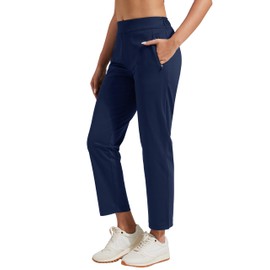Pioneer Camp Womens Golf Pants with Zip Pockets High Waisted Stretch 7/8 Ankle Dress Work Business Casual Slacks Travel Pants Navy Blue