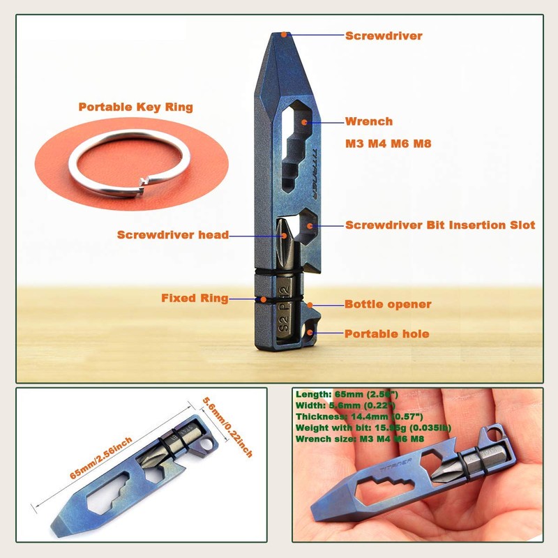 Titanium Pry Bar EDC Pry Tool with Bottle Opener Screwdriver