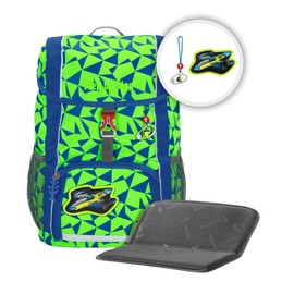 Step by Step Kid NEON Backpack Set with Seat Cushion, Ergonomic Mini Satchel with Removable Chest Strap for Nursery, Preschool and Leisure, 13L, Star Catcher – Green – Blue, Rucksack