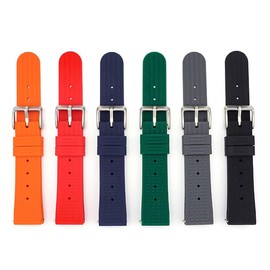 22mm Rubber Band For Seiko Prospex SKX Divers Watches, Replacement Watch Band With Buckle For Seiko Diver’s Watches Waffle Rubber Watch Strap - Multiple Colors (Blue)