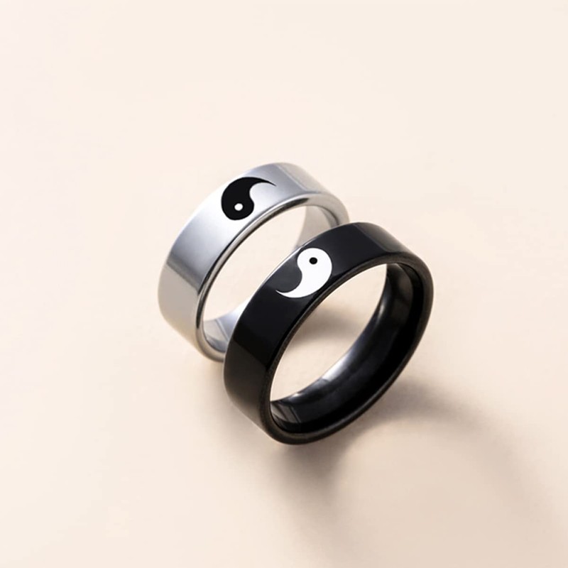 SAFIGLE 2sets 2pcs Couple Rings Decorative Tai Chi Gossip Sign