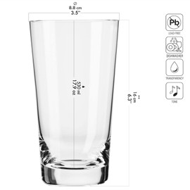 Krosno Classic Beer Glasses, Set of 6, 17.9 oz, Lager, Pilzner, Wheat Beer, Pint Glasses, Pure Collection, Dishwasher Safe, Made in Europe