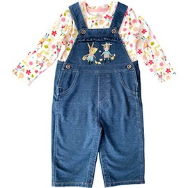 John Deere Baby Girls Infant Sweatshirt And Pant Denim Overall Set, Denim, 18M US