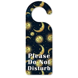 Do Not Disturb Door Knob Hanger Sign - Golden Moon & Suns