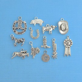 Unbranded Rodeo Charm Collection Antique Silver Tone 12 Different Charms - COL144