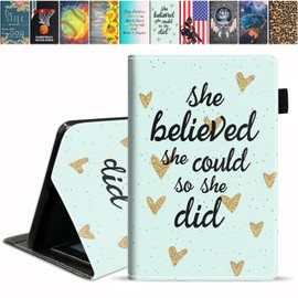 JDHJFBFJNP Case for All-New Fire HD 10/Fire HD 10 Plus Tablet (11th Gen, 2021 Release), She Believed She Could So She Did Inspirational Quote PU Leather Stand Flip Cover with Card Slot & Pencil Holder