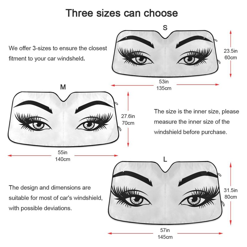Women Eyelash Eyes Makeup Windshield Sun Shade for Car Auto