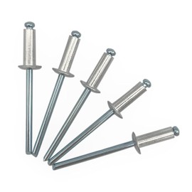 Pack of 100 Blind Rivets 4.0 x 12 mm Dome Head Open Type DIN 7337 Aluminium Rivet and Steel Mandrel Pop Rivets (100, 4.0 x 12 mm)