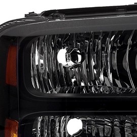 AKKON - For Black Bezel 99-04 F-Series Superduty 00-04 Excursion Headlights Front Lamps Replacement Pair