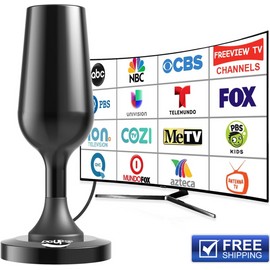 Smart TV Indoor Digital TV Antenna Strong Magnetic Base 360° Reception HD Antennas for All TVs