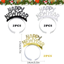 Pack of 6 New Year's Eve Headbands, Happy New Year Headpiece, New Year's Eve Decoration Tiara Headband, New Year Photo Props, New Year's Eve Headband Headpiece, Christmas Hair Accessories, Party