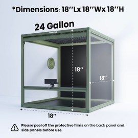 Phailozoo MagicCube 24 Gallon Reptile Tank with Lock,Flip-Up Opening Reptile Enclosure with Top Screen Ventilation & Tempered Glass Door for Leopard Gecko 18'' x 18'' x 18''