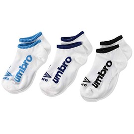 Umbro UCS8942 Socks, 3-Piece Design, Ankle Socks, Unisex, Kids, white