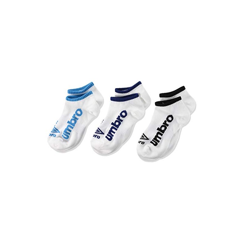 Umbro UCS8942 Socks, 3-Piece Design, Ankle Socks, Unisex, Kids, white