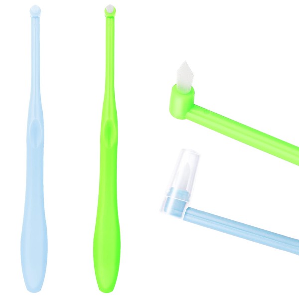 WLLHYF Single Tuft Toothbrush 2 Pieces Interspace Tuft Brush Soft Teeth Brushes Manual Toothbrushes End-tuft Toothbrush for Gap Orthodontic Braces Sensitive Gums Deep Cleaning