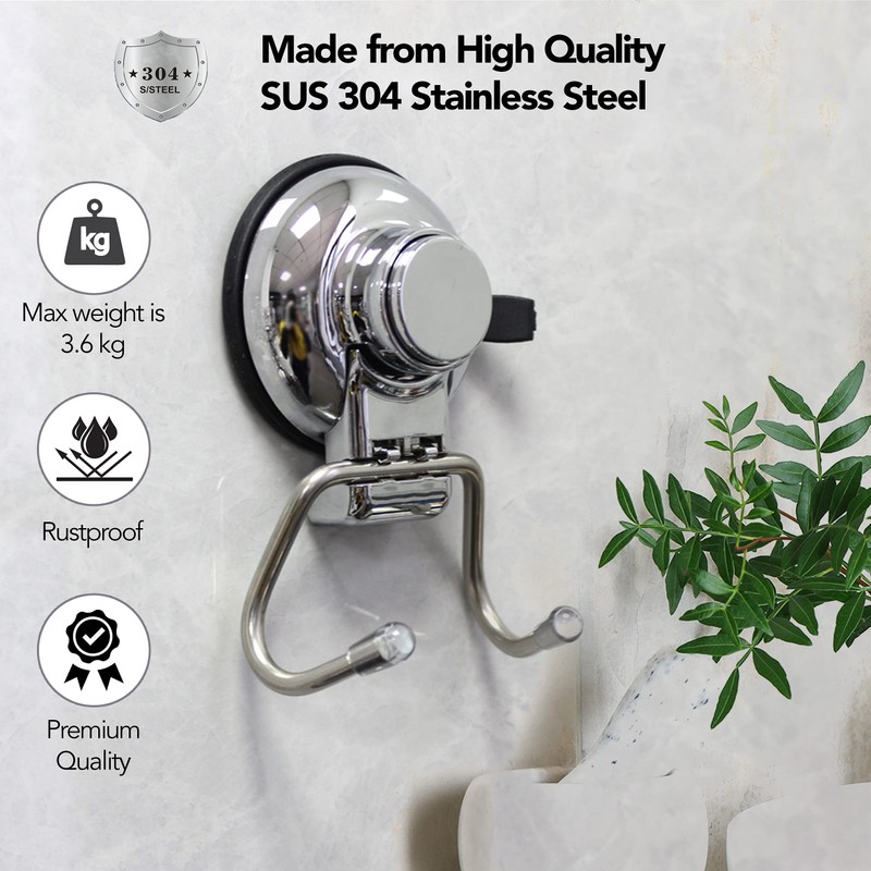 ACCURATE No- Drillings Suction Cup Towel Utensils Hanger Holder- Stainless