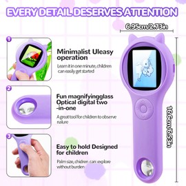 Microscope for Kids, Portable Digital Pocket Mini Microscope, Purple Handheld Digital Microscope Magnifying Glass Kids, Educational Microscope Science Experiment Toy for Age 3-12 Boys Girls