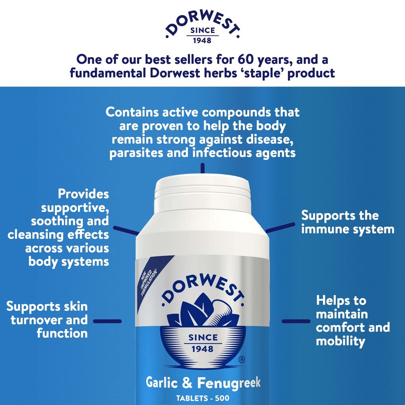 DORWEST HERBS Garlic and Fenugreek Tablets for Dogs and Cats