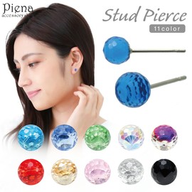 Piena Surgical Stainless Steel Cut Glass Round Small Mini Simple Earrings for Women, Crystal