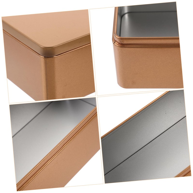 COLLBATH 2pcs Rectangular Tinplate Storage Boxes for Tea Bags and