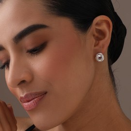 LeCalla 925 Sterling Silver Love Knot Earrings for Women | Classic Twisted Textured Love Knot Stud Earrings | Romentic Silver Jewelry Gifts for Her 12MM