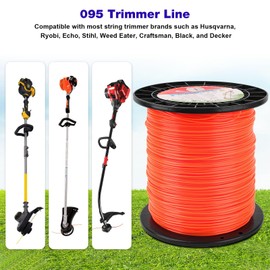 JIOTAR 0.95 Weed Eater String, 5-Pound String Trimmer Line for Echo Weed Whacker/Trimmer Line Spool - 1280ft Heavy Duty Twist Commerical String Trimmer Line (Orange)