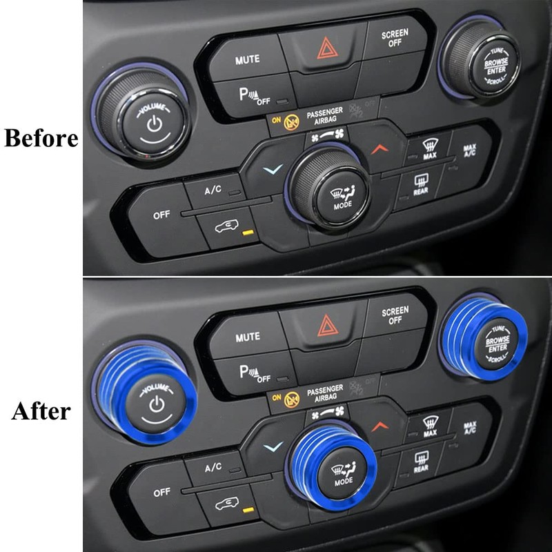 AC Radio Knob Cover Compatible with Jeep Renegade 2018 2019