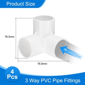 sourcing map 3 Way PVC Pipe Fittings, 1.2 Inch Furniture Grade Elbow Pipe Connector, 90 Degree PVC Elbow Side Outlet Fittings for Build PVC Furniture DIY Garden Shelves (4 Pack), White