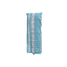 LES POULETTES - Fouta Beach Towel Turquoise Cotton and White Stripes