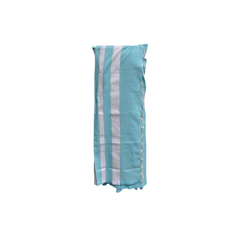 LES POULETTES - Fouta Beach Towel Turquoise Cotton and White