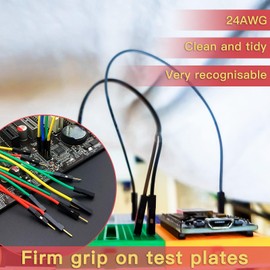 Breadboard Jumper Dupont Wires 24Awg Kabel 5 Colors 1Pin 2.54Mm Male to Female Double-End Tinning Connector Cable (Red, Black, White, Yellow, Green, 20 Each)