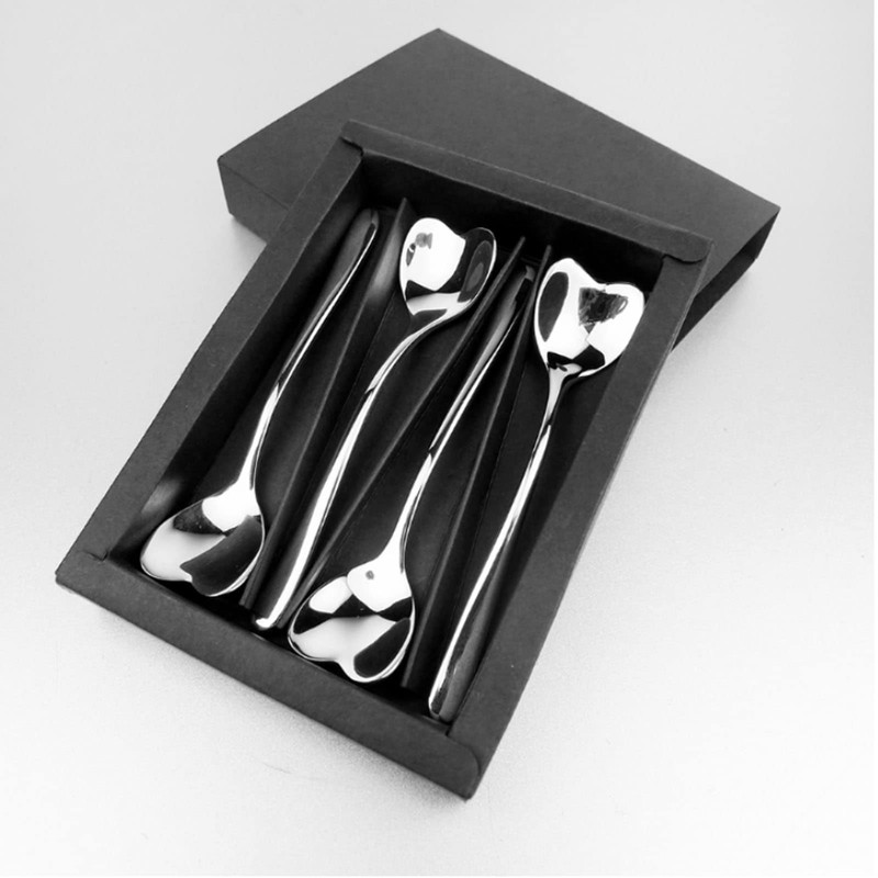 4 Pcs Coffee Stirring Spoons, Stainless Steel Dessert Spoons Heart