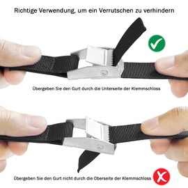 LINCCI Tie Down Straps with Clamping Lock 1 m Pannier Rack Tie Down Strap Short for Car Roof Rack Bicycle Bike Rack Motorcycle Lashing Straps Set of 4 Fastening Straps Black Maximum Load 250 kg DIN EN