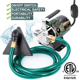 TIGEROAR Water Transfer Pump 115V With Switch 330 GPH Utility Pump 0.1HP Pool Pump Lightweight Portable with 6 ft. Hose and 3/4 in. Ports for Water Draining